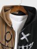 Two Tone Colorblock Smile Face Embroidery Halloween Polar Fleece Hoodie Jacket -  