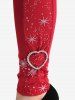 Plus Size Christmas Twist Heart Buckle Star Stamping Glitter Leggings -  