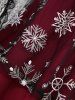 T-shirt Flocon de Neige de Noël Imprimé en Maille Transparente de Grande Taille à Ourlet en Dentelle - Rouge foncé 2X | US 18-20