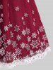 Robe à Capuche Flocon de Neige de Noël Imprimé à Ourlet en Dentelle de Grande Taille à Lacets - Rouge 1X | US 14-16