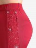 Plus Size Christmas Twist Heart Buckle Star Stamping Glitter Leggings -  