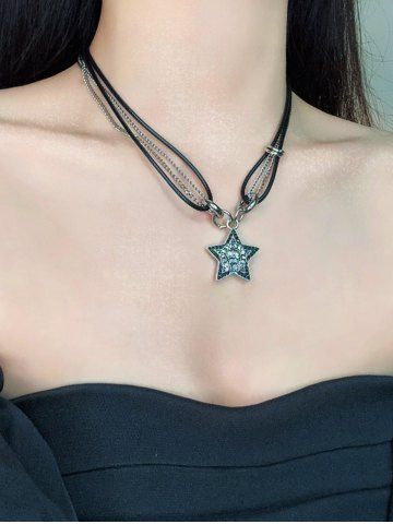 Star Shaped Pendant Necklace - BLACK