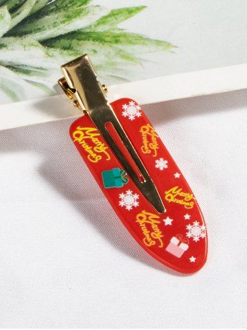 Fashion Snowflake Letters Gift Box Printed Christmas Hair Clip - RED