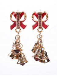 Fashion Sparkling Faux Rhinestone Christmas Bell Bowknot Drop Earrings -  