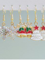 Fashion Glitter Sparkling Snowflake Christmas Bell Tree Bowknot Star Drop Earrings Set -  