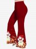 Plus Size Christmas Ball Snowman Star Glitter Printed Raglan Sleeves T-shirt and Flare Pants Outfit -  