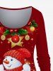 Plus Size Christmas Ball Snowman Star Glitter Printed Raglan Sleeves T-shirt and Flare Pants Outfit -  