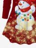 Plus Size Christmas Ball Snowman Star Glitter Printed Raglan Sleeves T-shirt and Flare Pants Outfit -  