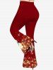 Plus Size Christmas Ball Snowman Star Glitter Printed Raglan Sleeves T-shirt and Flare Pants Outfit -  