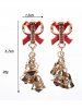 Fashion Sparkling Faux Rhinestone Christmas Bell Bowknot Drop Earrings -  