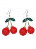 Fashion Cute Leaf Cherry Drop Earrings -  