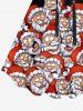 Plus Size 3D Santa Claus Grommet Lace Up Tassel Fur Print Christmas Tank Dress -  