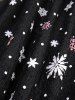 T-shirt Flocon de Neige Evidé Panneau en Maille à Manches Evasées de Grande Taille à Col Halter - Noir 4X | US 26-28