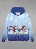 Gothic Glitter Snowflake Snowman Print Pocket Ombre Drawstring Christmas Fleece Lining Hoodie For Men -  