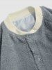Corduroy Pocket Spliced Fluffy Teddy Jacket -  