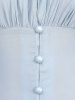 Gothic Balloon Sleeves Buttons Ruched Solid Shirt -  