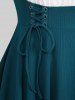 Plus Size Lace Up Zipper Two Tone Handkerchief Textured Dress - Vert profond 2X | US 18-20