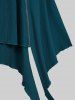 Plus Size Lace Up Zipper Two Tone Handkerchief Textured Dress - Vert profond 2X | US 18-20