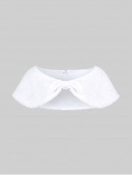 Plus Size Bowknot Shaped Ruched Fleece Cape -  