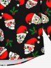 Chemise Gothique Imprimé Crâne et Chapeau de Noël avec Boutons pour Homme - Noir M