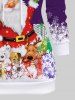Sweat-Shirt à Capuche avec Cordon de Serrage à Imprimé Élans Flocons de Neige et Père Noël Grande-Taille - Pourpre  2XL