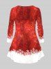 Plus Size Christmas Hat Bear Gift Snowflake Colorblock Print T-shirt -  