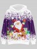 Plus Size Christmas Santa Claus Snowflake Elk Dog Bear Print Drawstring Hoodie -  