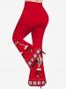 Plus Size Bowknot Christmas Gloves Striped Stars Print Flare Pants -  