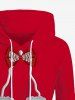 Sweat à Capuche Etoile Gants Rayé Imprimés Bouclé Grande Taille avec Poche Kangourou - Rouge XL