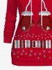 Sweat à Capuche Etoile Gants Rayé Imprimés Bouclé Grande Taille avec Poche Kangourou - Rouge 6XL