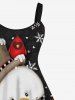 Plus Size Christmas Snowman Snowflake Bird Print Tank Dress -  
