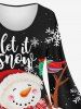 Plus Size Christmas Snowman Snowflake Bird Letters Printed Flare Sleeves Dress -  