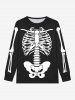 Ensemble de Pyjama D'Halloween Squelette Imprimé Gothique T-shirt et Pantalon de Jogging pour Homme - Noir S