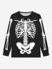 Gothic Halloween Skeleton Print T-shirt and Jogger Pants Pajama Set For Men -  