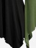 T-shirt Mouchoir Bouclé Anneau en O à Manches Evasées de Grande Taille à Volants 2 en 1 - Vert L | US 12