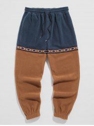 Colorblock Jacquard Polar Fleece Beam Feet Pants -  
