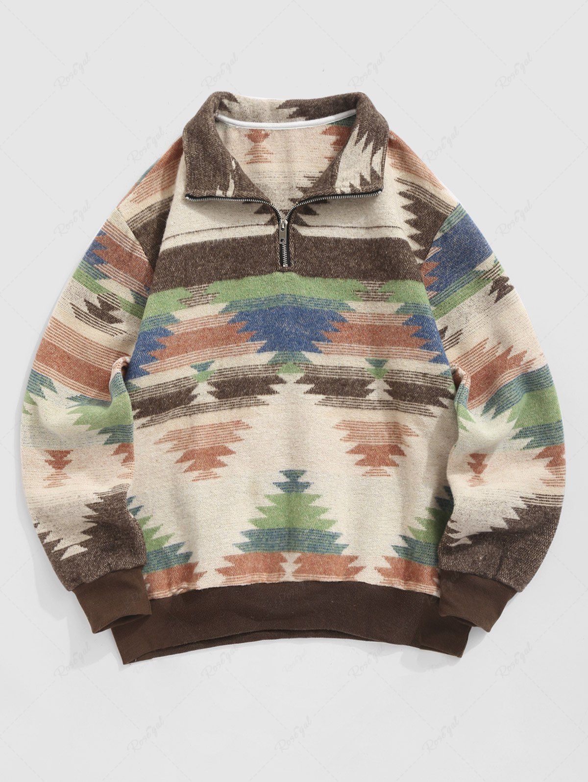 Best Quarter Zip Ethnic Aztec Print Woolen Sweatshirt  