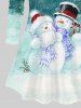 Plus Size Christmas Tree Hat Snowman Snowflake Moon Printed T-shirt and Flare Pants Outfit -  