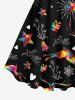 Plus Size Christmas Elk Fireworks Flowers Gift Box Star Snowflake Print Sleeveless Tank Party Dress -  
