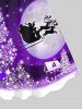 Plus Size Christmas Tree Elk Sled Santa Claus Moon Glitter 3D Print Tank Dress -  