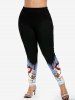 Plus Size Christmas Candy Snowman Snowflake Print Leggings -  