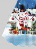 Plus Size Christmas Tree Ball Gift Snowman Snowflake Moon Print Tank Dress -  