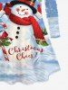 T-shirt grande taille imprimé bonhomme de neige et flocons de neige, motif bonbons de Noël - Bleu clair 4X