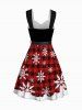 Robe de Noël Ceinturée Flocon de Neige à Carreaux Imprimé avec Bouton - Rouge L | NOUS 8