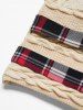 Twisted Knit Plaid Print Crossover Faux Twinset Sweater -  