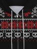 Gothic Halloween Skull Flower Print Zipper Fleece Lining Hoodie For Men -  