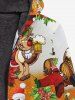 Gothic Christmas Santa Claus Beer Barrel Print Zipper Fleece Lining Hoodie For Men -  