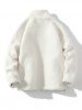 Men's Letter Printed Reversible PU Leather Fluffy Faux Sherpa Teddy Fleece Zip Fly Coat -  