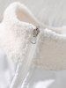 Men's Letter Printed Reversible PU Leather Fluffy Faux Sherpa Teddy Fleece Zip Fly Coat -  