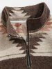 Quarter Zip Ethnic Aztec Print Woolen Sweatshirt -  